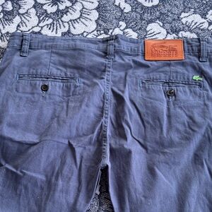 Lacoste Navy Blue Chino Pants with Leather Patch